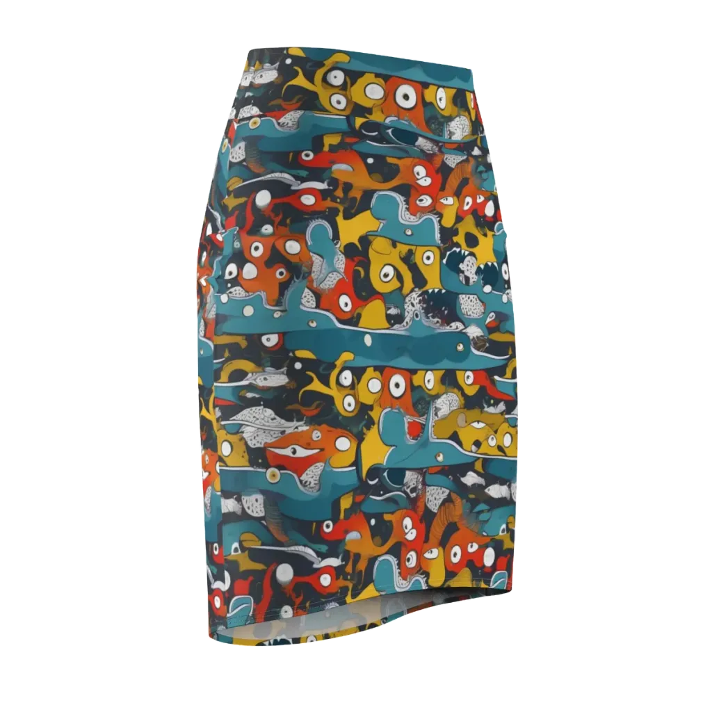 Tidal Oddities on Pencil Skirt — Front Side