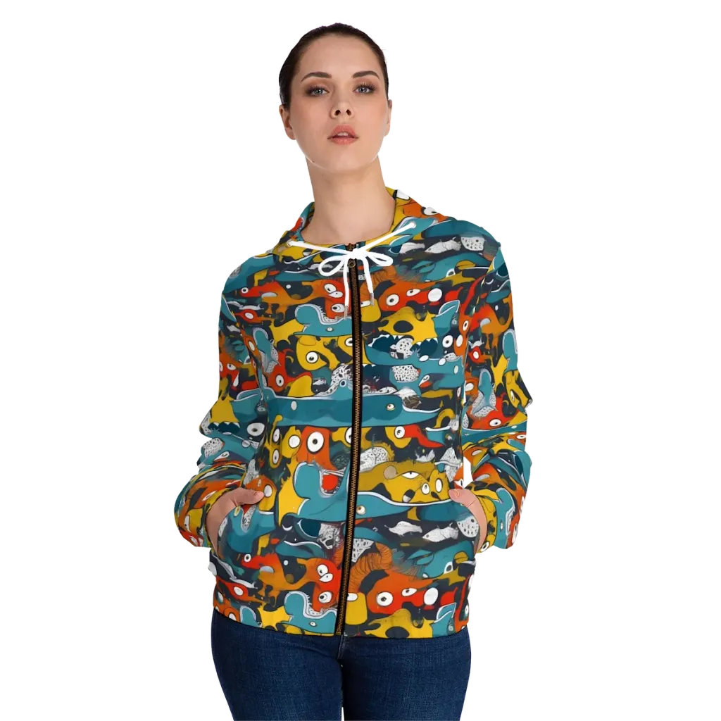 Tidal Oddities on Women's Full-Zip Hoodie — Front On Person