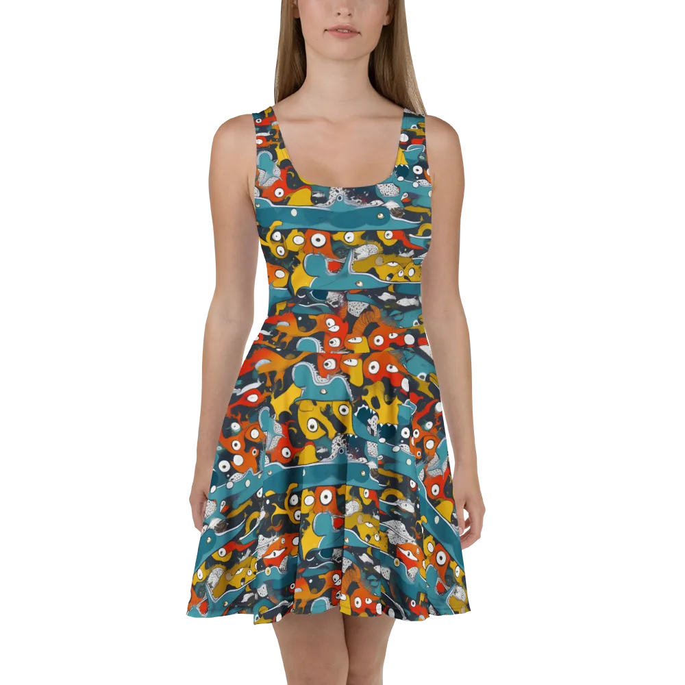 Tidal Oddities on Skater Dress — Front