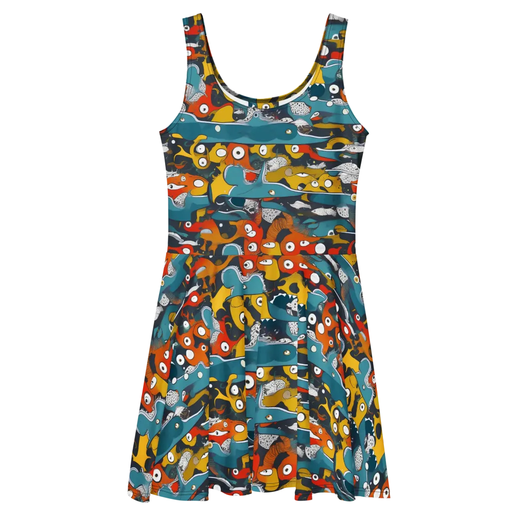 Tidal Oddities on Skater Dress — Front
