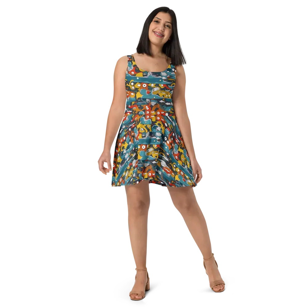 Tidal Oddities on Skater Dress — Front