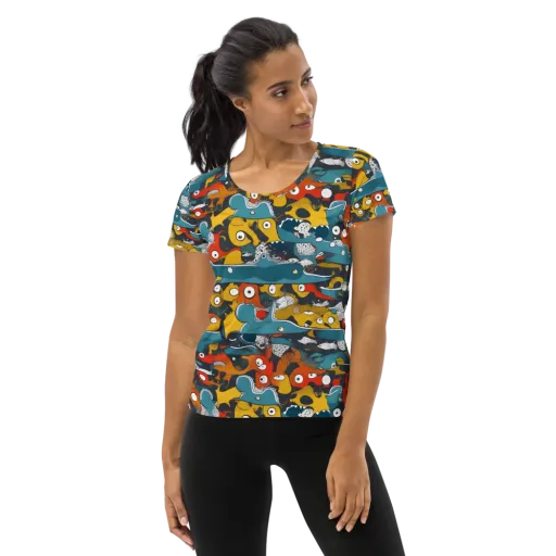 Tidal Oddities on a Women's Athletic T-Shirt