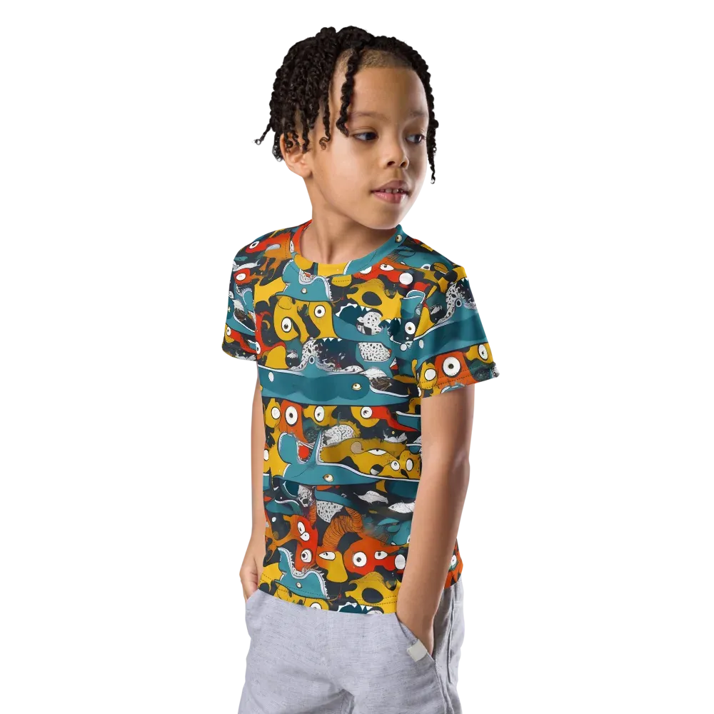 Tidal Oddities on Kids Crew Neck T-Shirt — Left Front