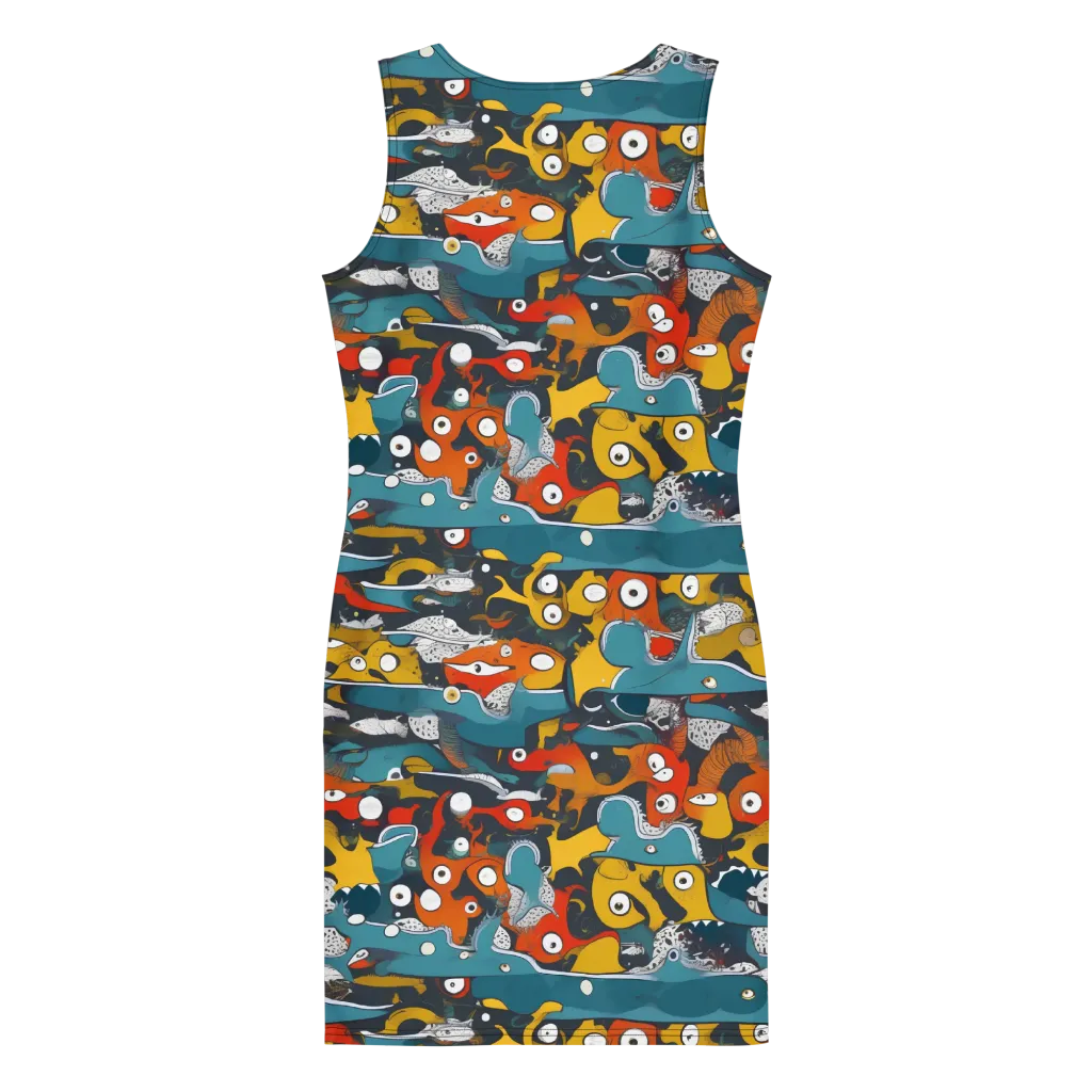Tidal Oddities on Bodycon Dress — Back
