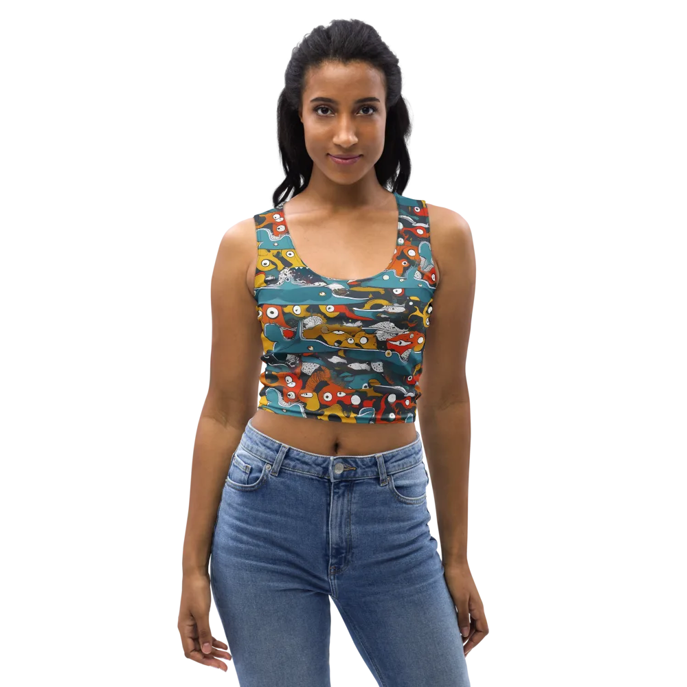Tidal Oddities on Crop Top — Front