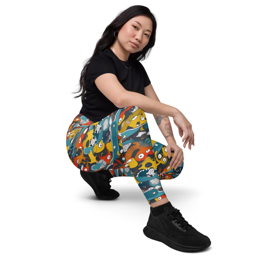 Tidal Oddities on Leggings with Pockets — Right Front