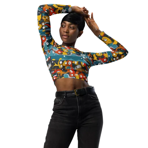 Tidal Oddities on a Long Sleeve Crop Top