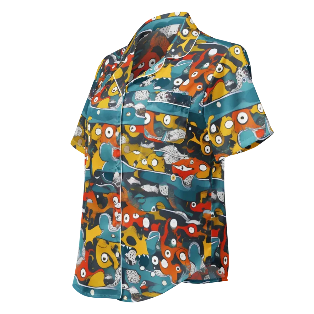 Tidal Oddities on Women's Short Sleeve Pajama Top — Left Front
