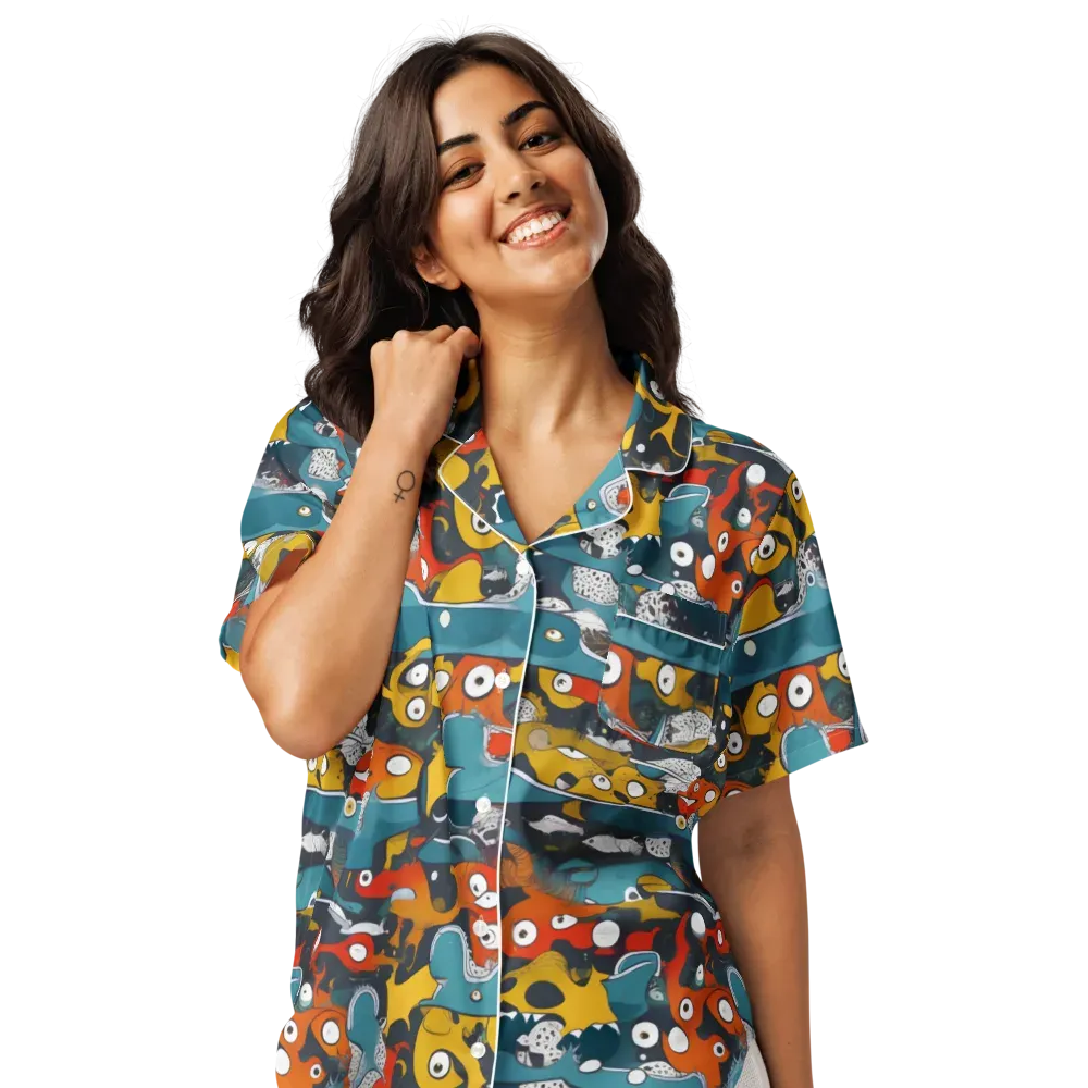 Tidal Oddities on Women's Short Sleeve Pajama Top — Front
