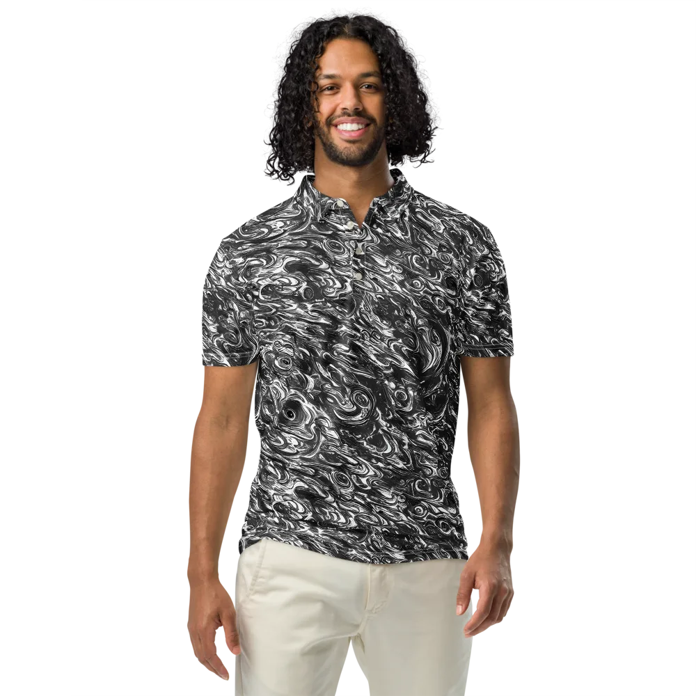 Liquid Onyx on Men's Slim Fit Polo Shirt — Front