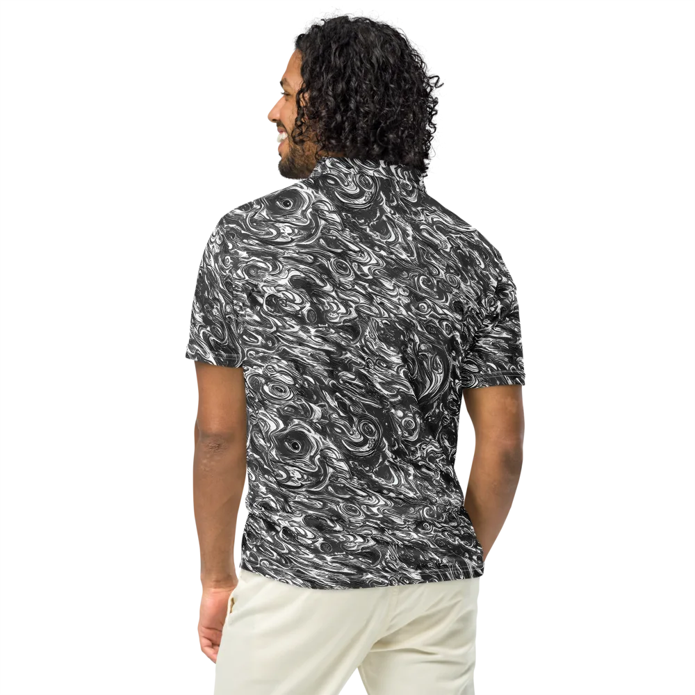 Liquid Onyx on Men's Slim Fit Polo Shirt — Back
