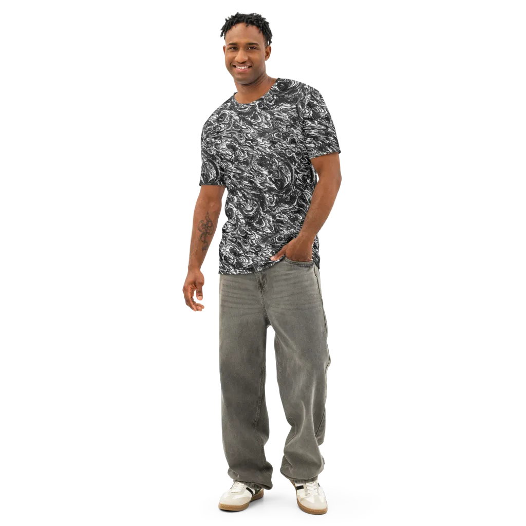 Liquid Onyx on Men's Cotton Crew Neck T-Shirt — Front