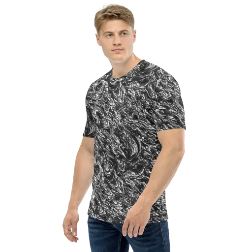 Liquid Onyx on a Men's Crew Neck T-Shirt