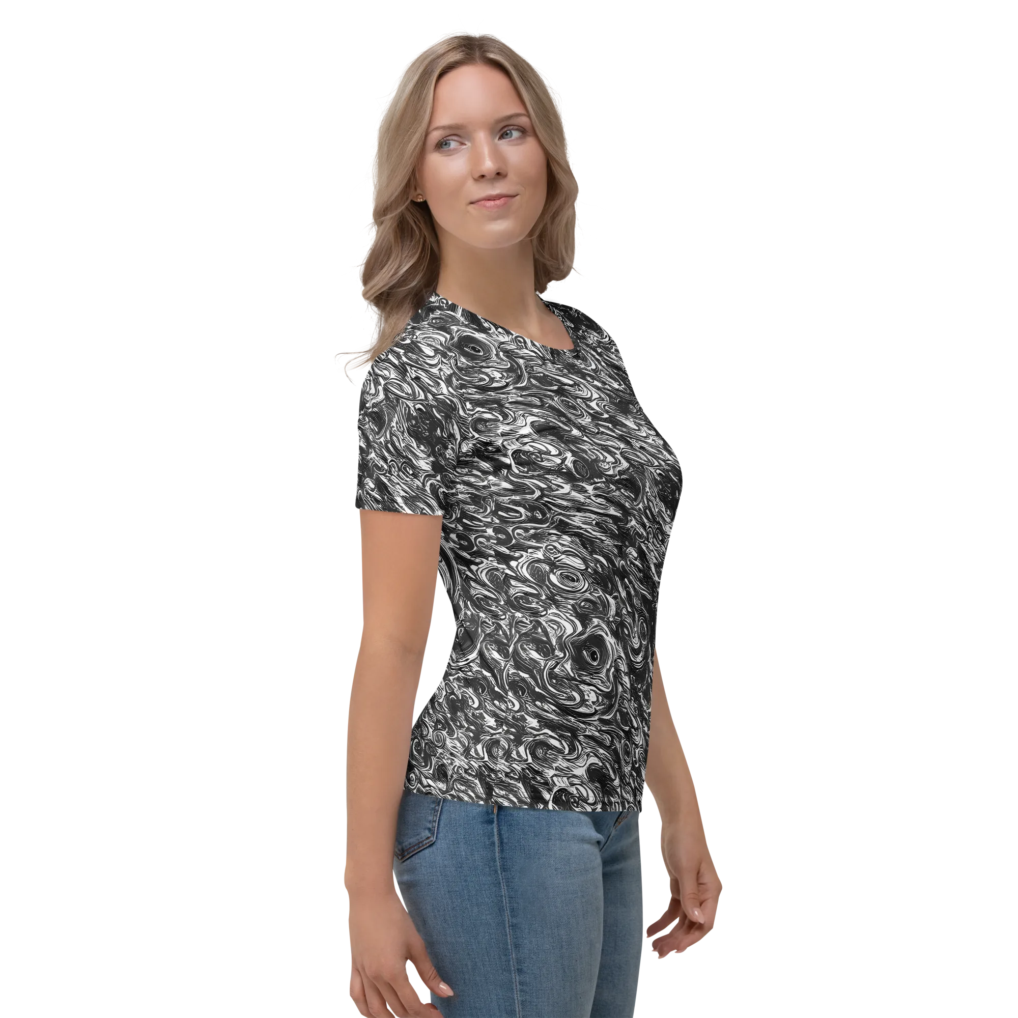Liquid Onyx on Women's Crew Neck T-Shirt — Right