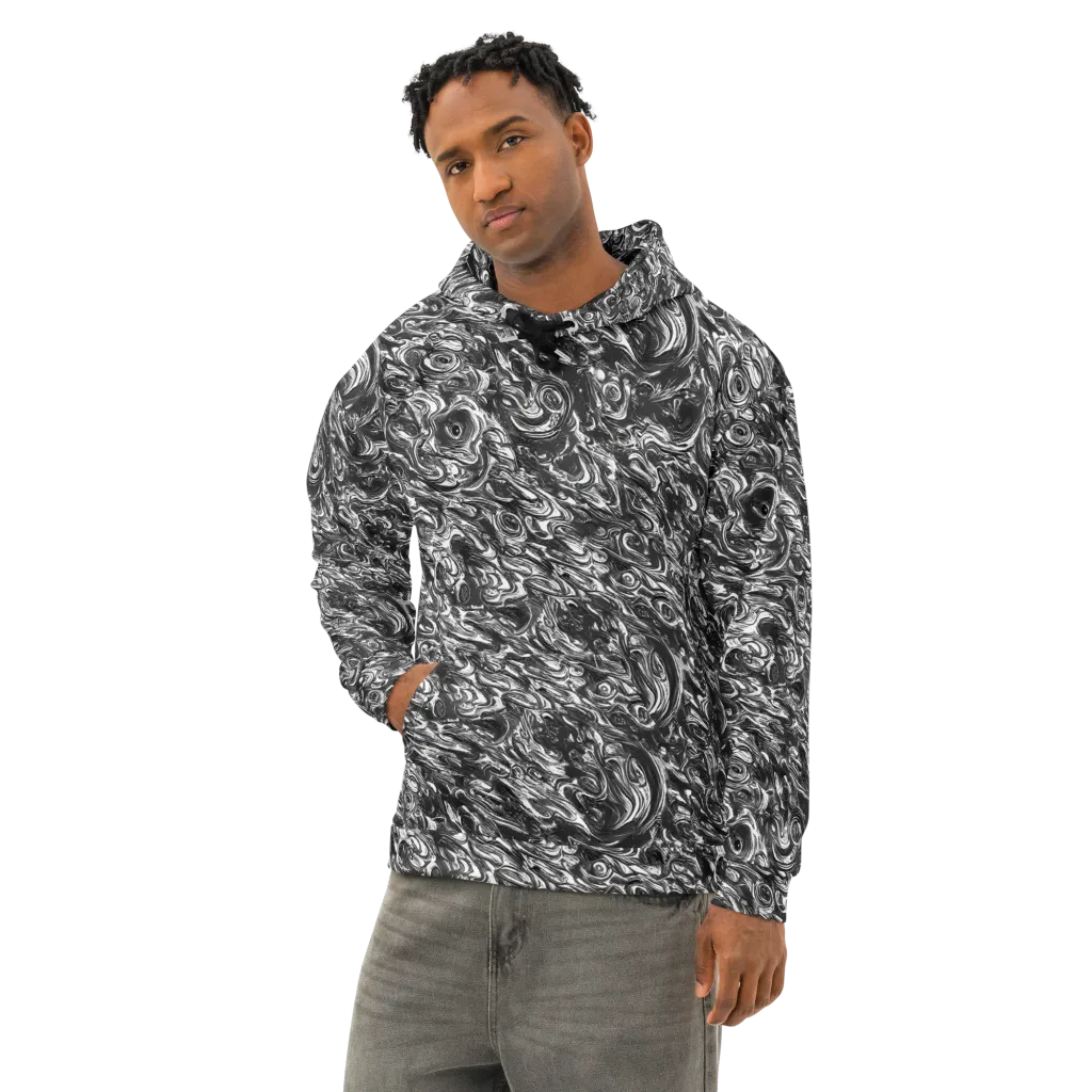 Liquid Onyx on Cotton Hoodie — Left Front