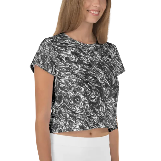 Liquid Onyx on a Crop Tee