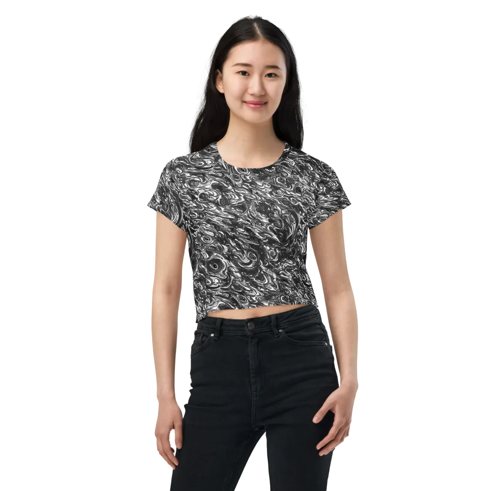 Liquid Onyx on Crop Tee — Front