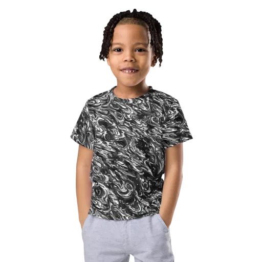 Liquid Onyx on a Kids Crew Neck T-Shirt