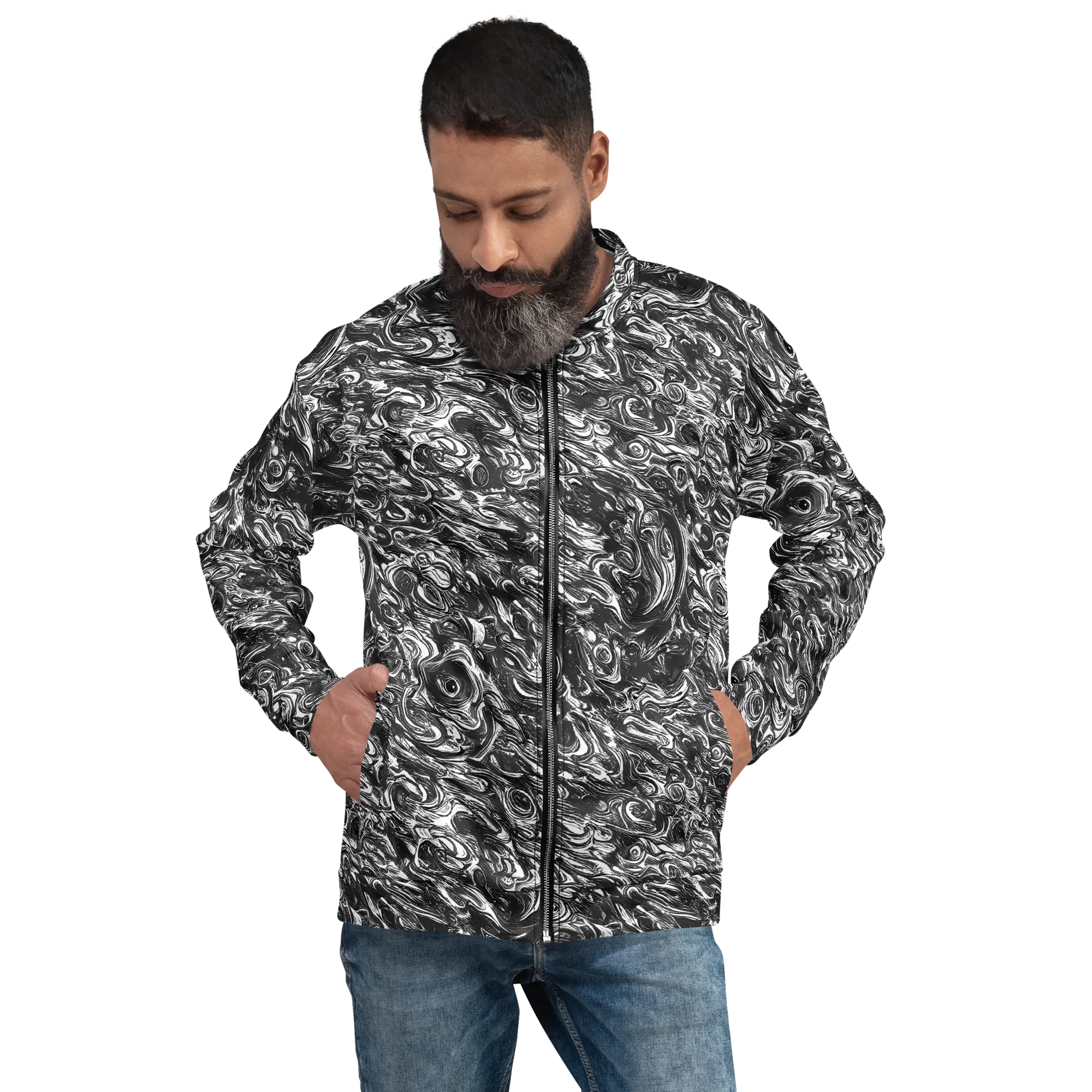 Liquid Onyx on Bomber Jacket — Front