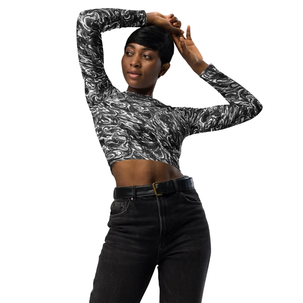 Liquid Onyx on Long Sleeve Crop Top — Front