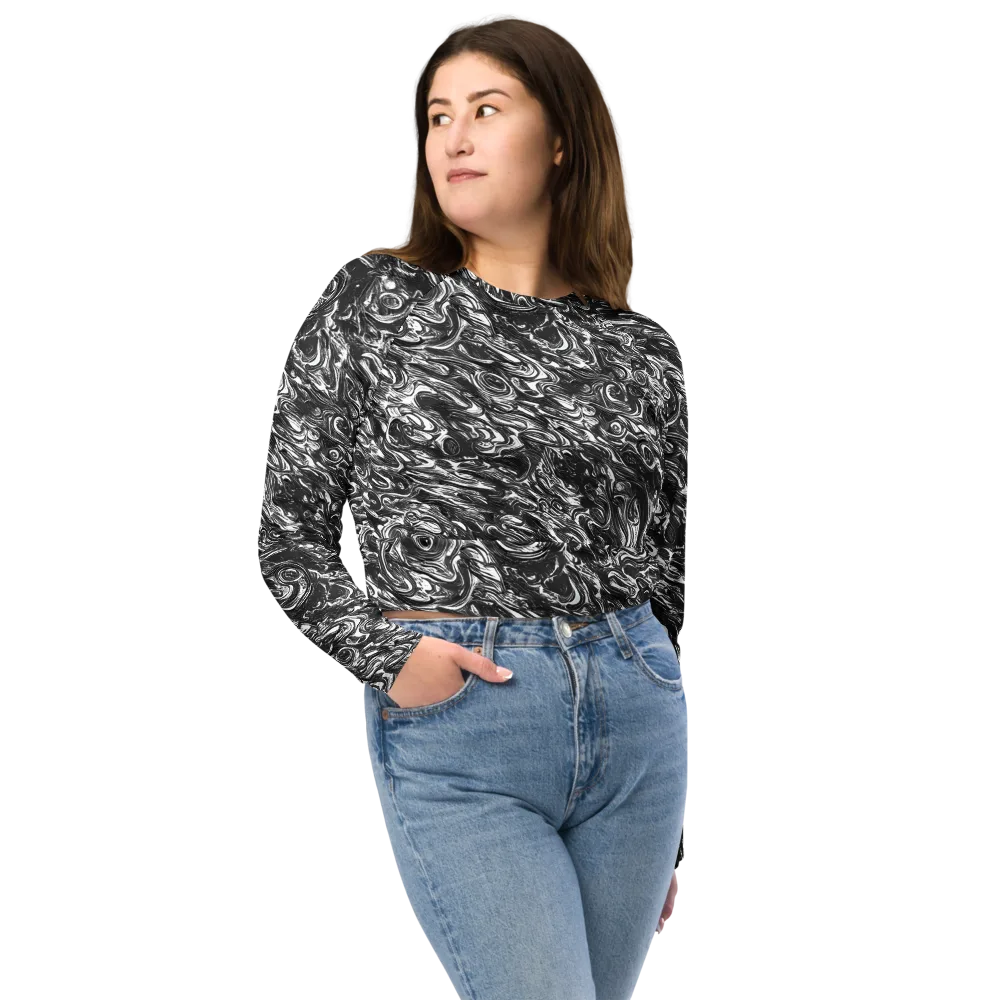 Liquid Onyx on Long Sleeve Crop Top — Front