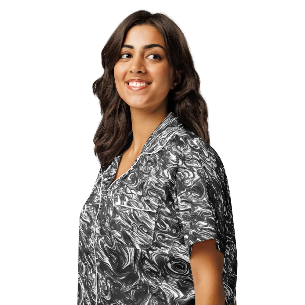 Liquid Onyx on Women's Short Sleeve Pajama Top — Left Front
