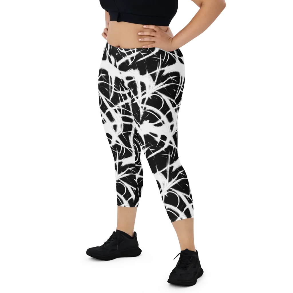 Black Thorn on Capri Leggings — Front
