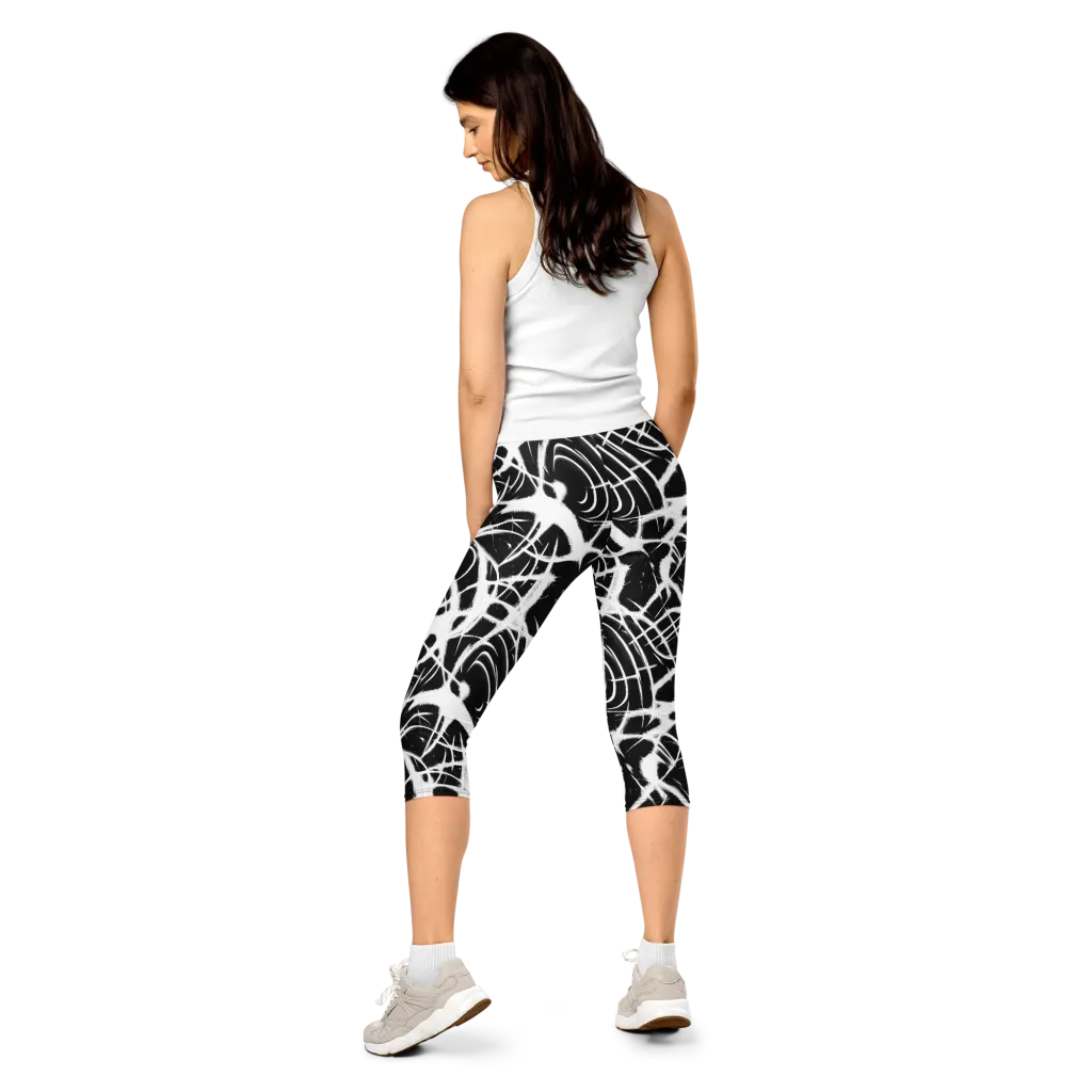 Black Thorn on Capri Leggings — Back