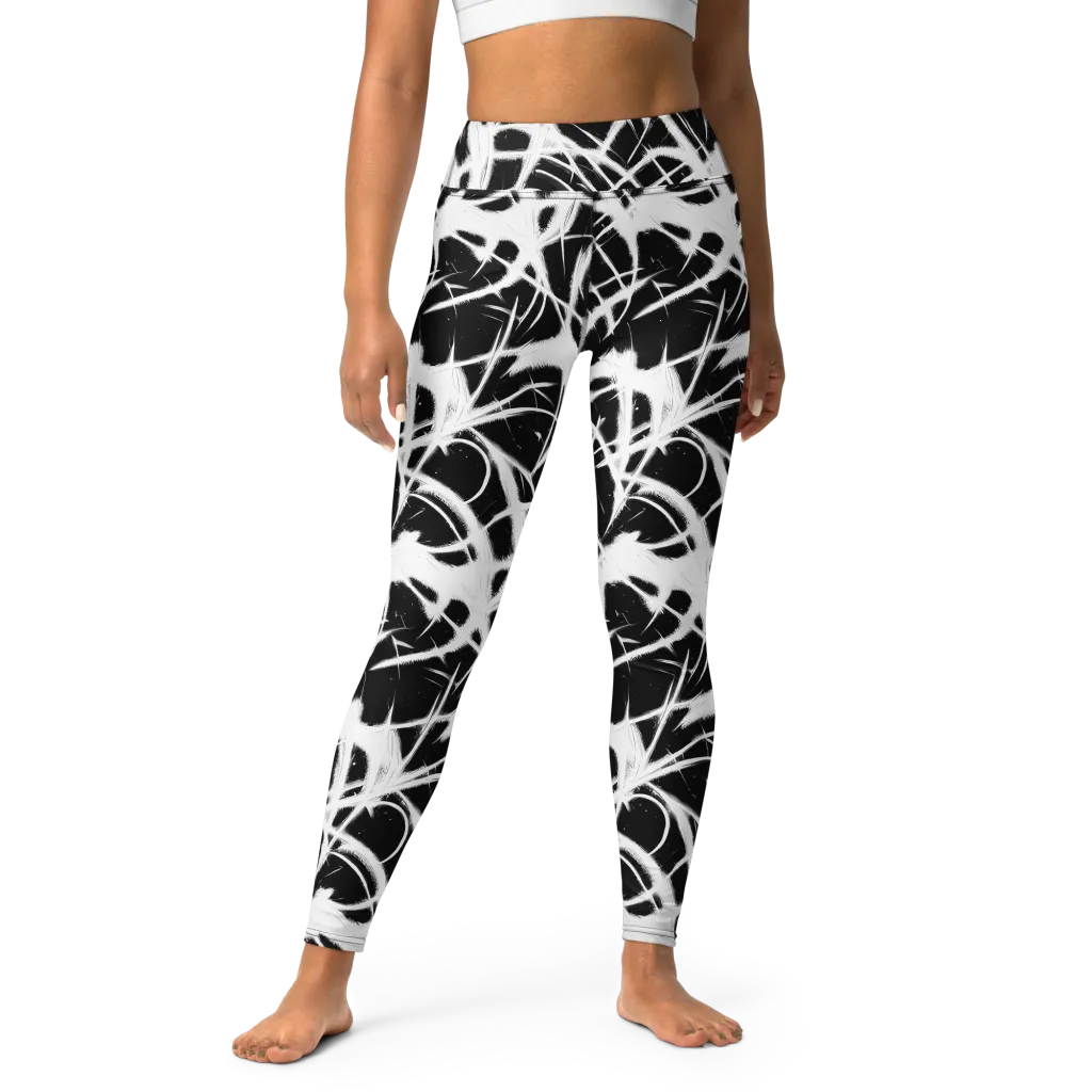 Black Thorn on Yoga Leggings — Front