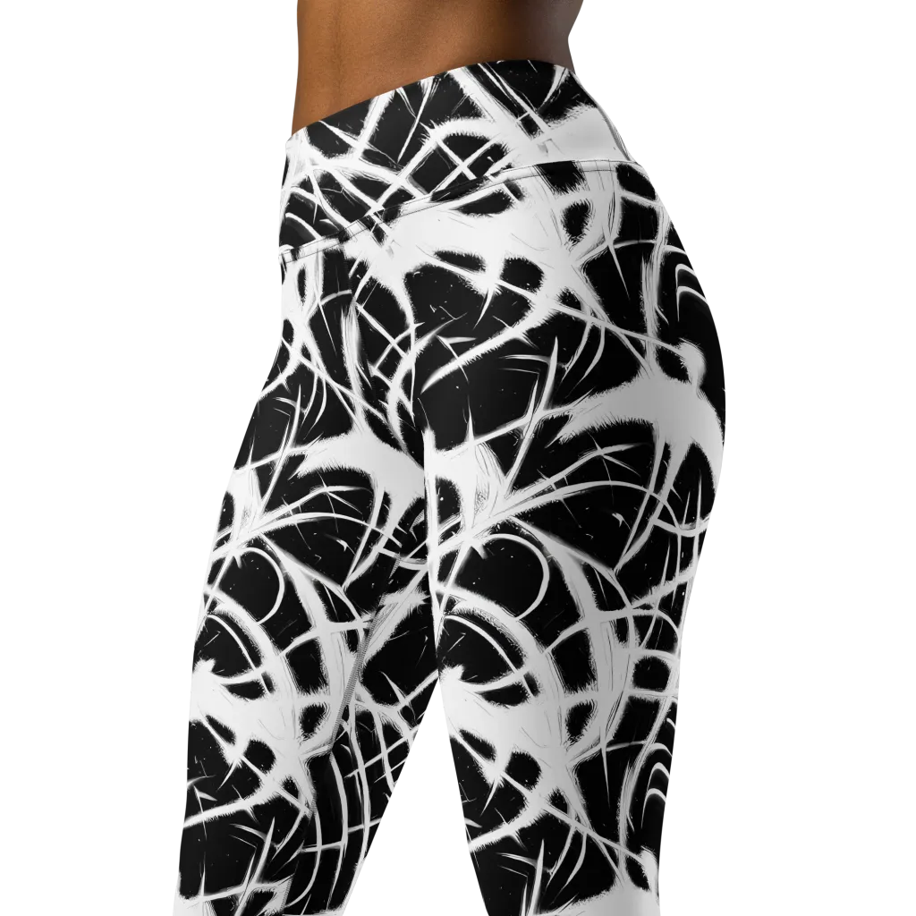 Black Thorn on Yoga Leggings — Left Front
