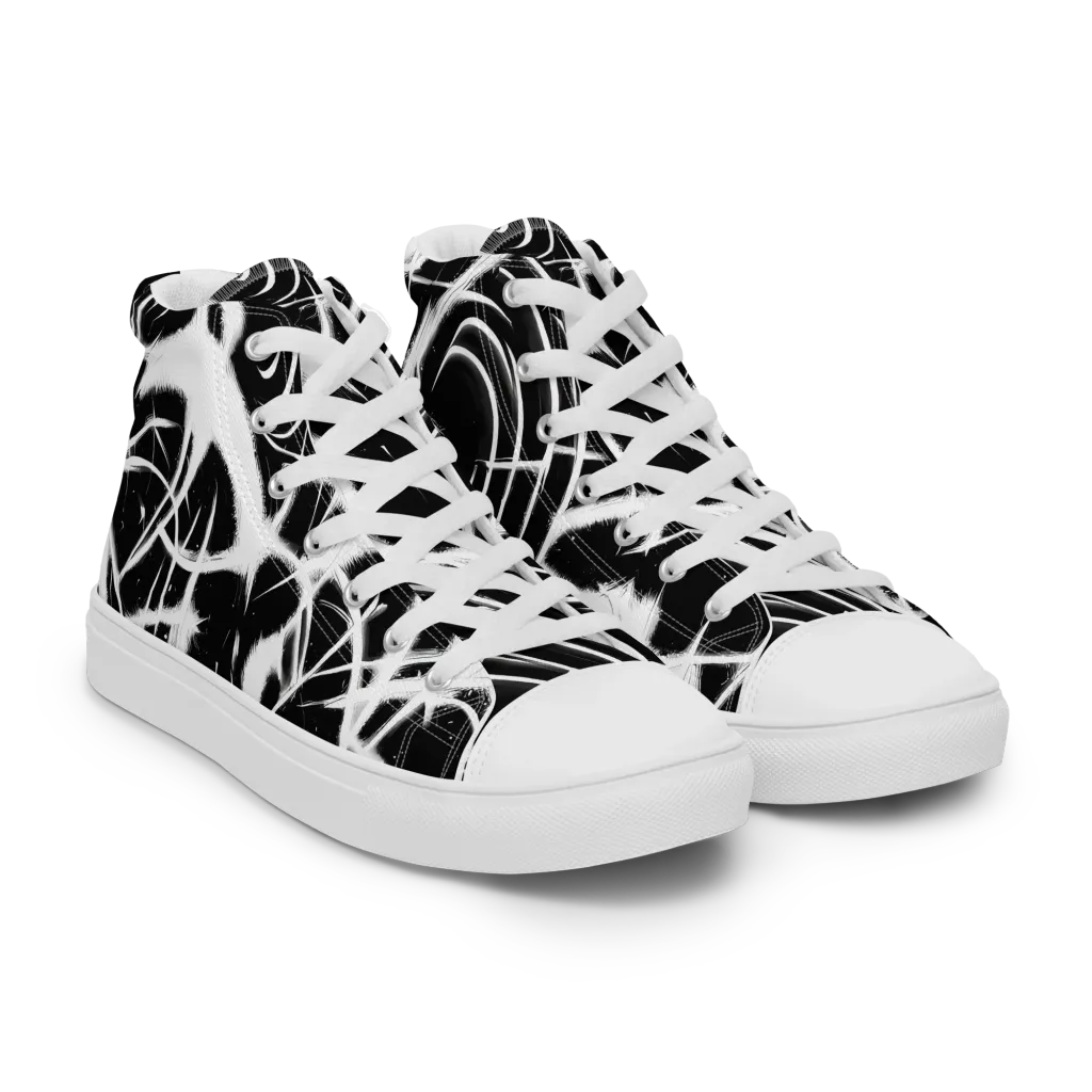 Black Thorn on Men's High Top Canvas Shoes — Right Front