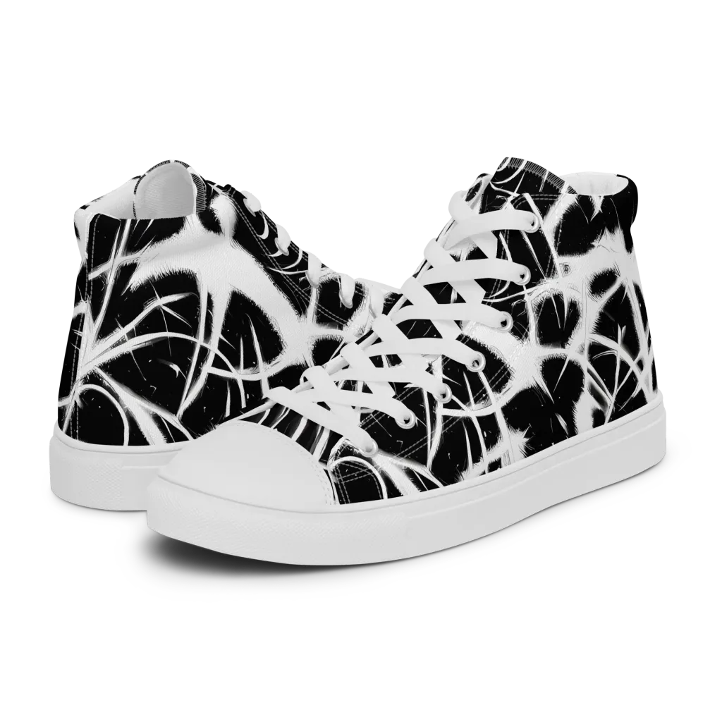 Black Thorn on Men's High Top Canvas Shoes — Left