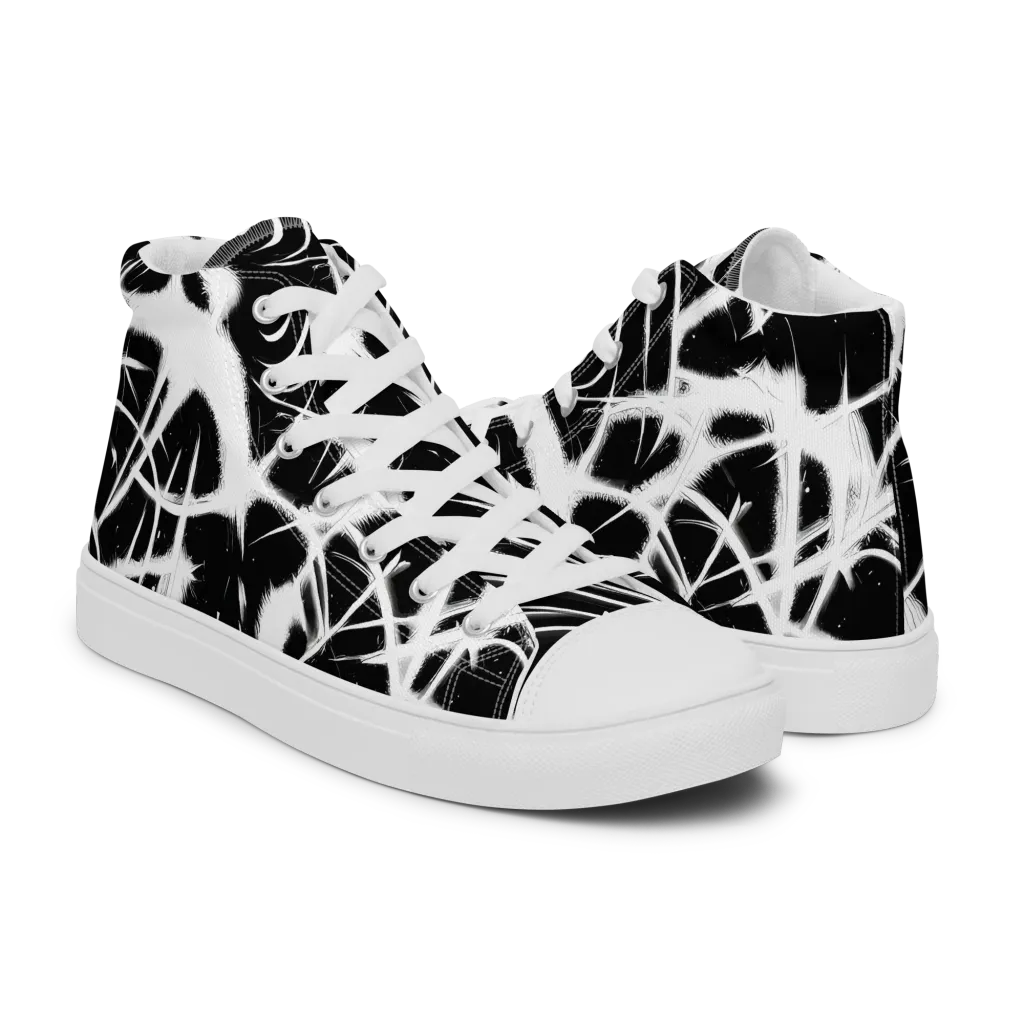 Black Thorn on Men's High Top Canvas Shoes — Right