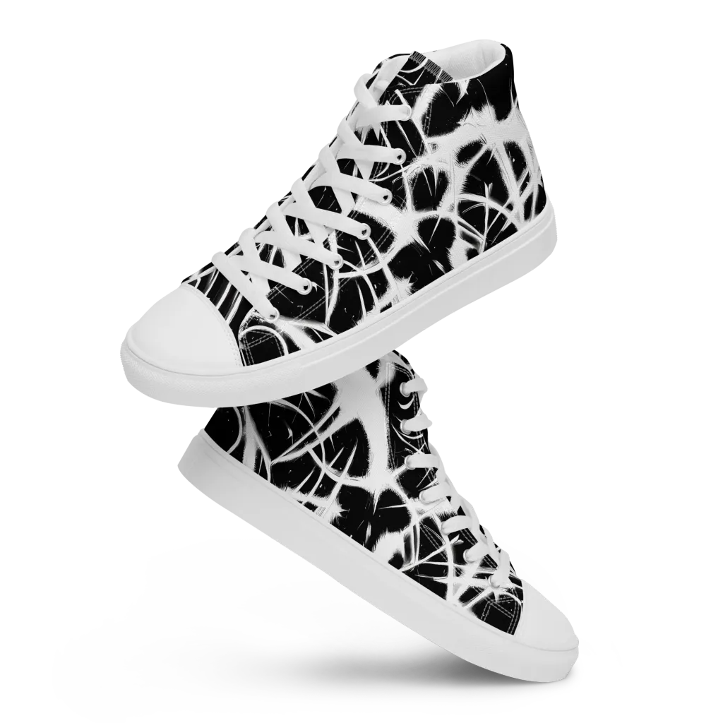 Black Thorn on Men's High Top Canvas Shoes — Front