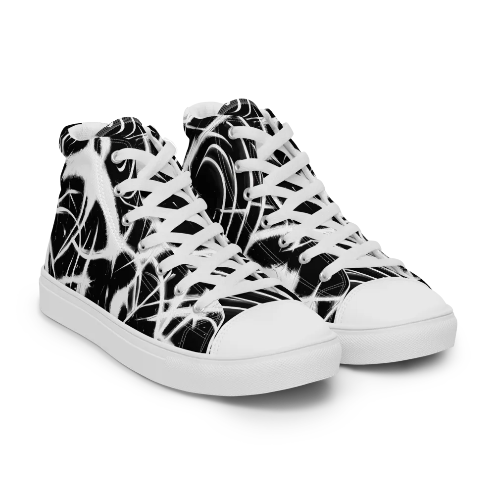 Black Thorn on Women's High Top Canvas Shoes — Right Front