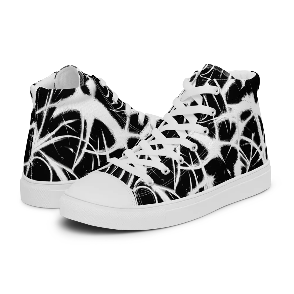 Black Thorn on Women's High Top Canvas Shoes — Left