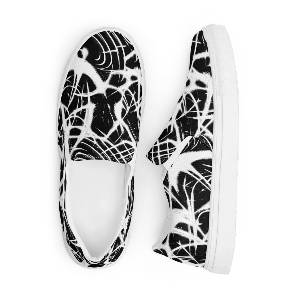 Black Thorn on Men's Slip-On Canvas Shoes — Front