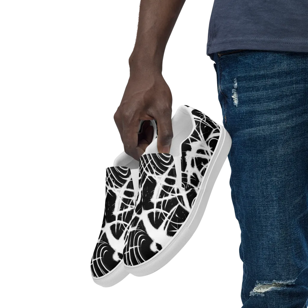 Black Thorn on Men's Slip-On Canvas Shoes — Left Front