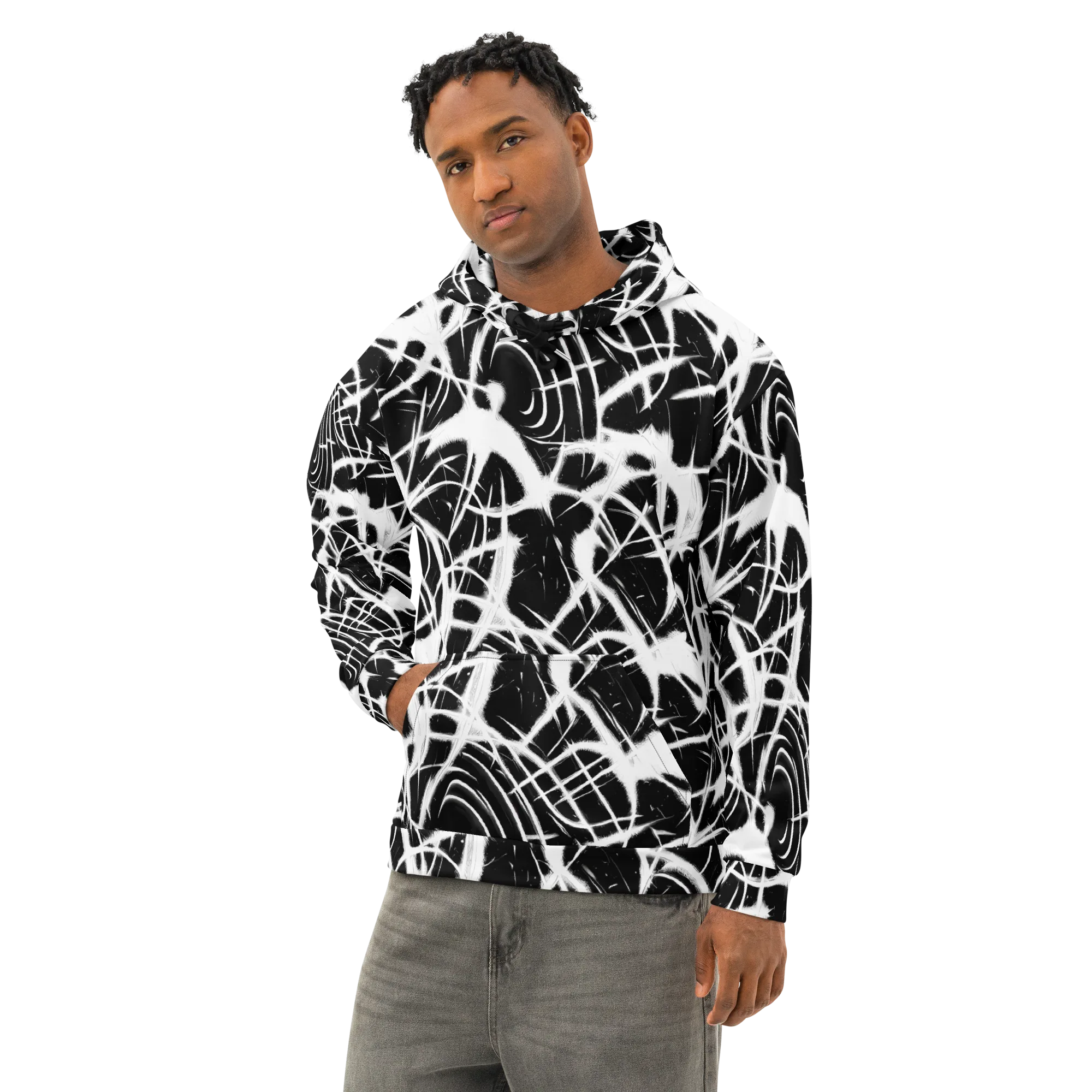Black Thorn on Cotton Hoodie — Left Front