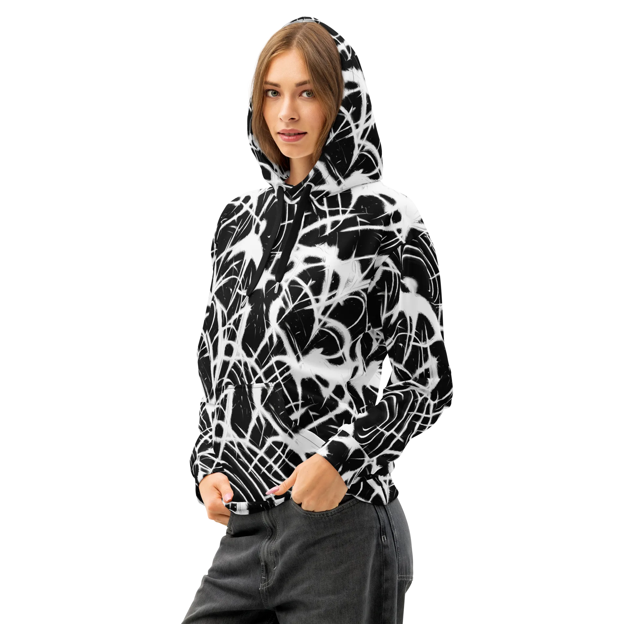 Black Thorn on Cotton Hoodie — Left Front