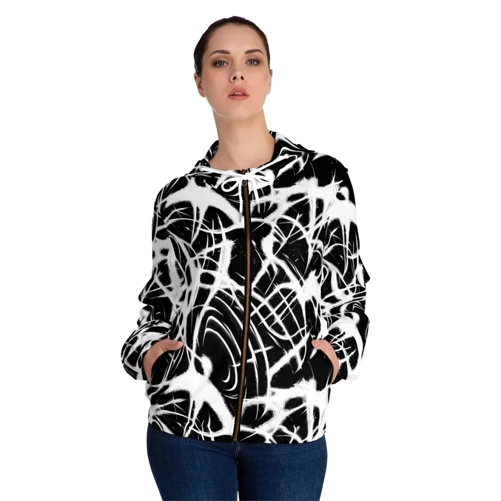 Black Thorn on Women's Full-Zip Hoodie — Front On Person