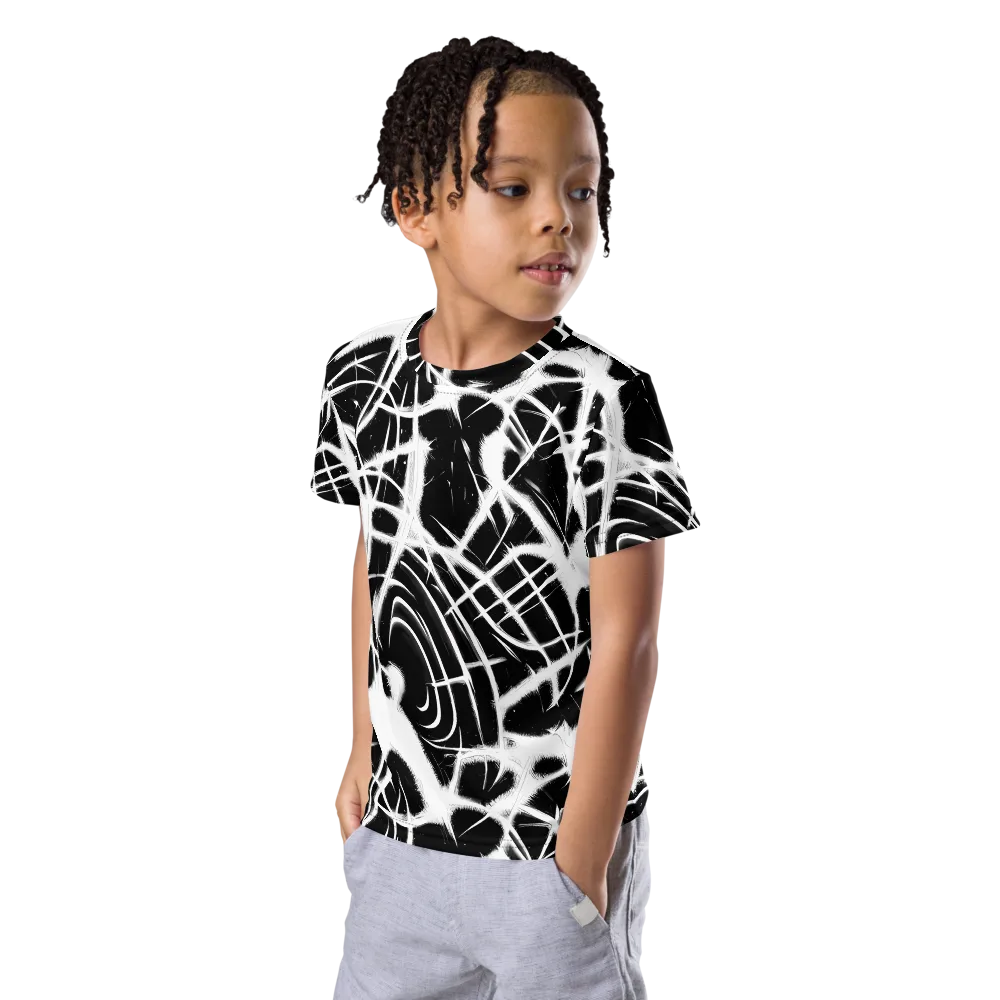 Black Thorn on Kids Crew Neck T-Shirt — Left Front