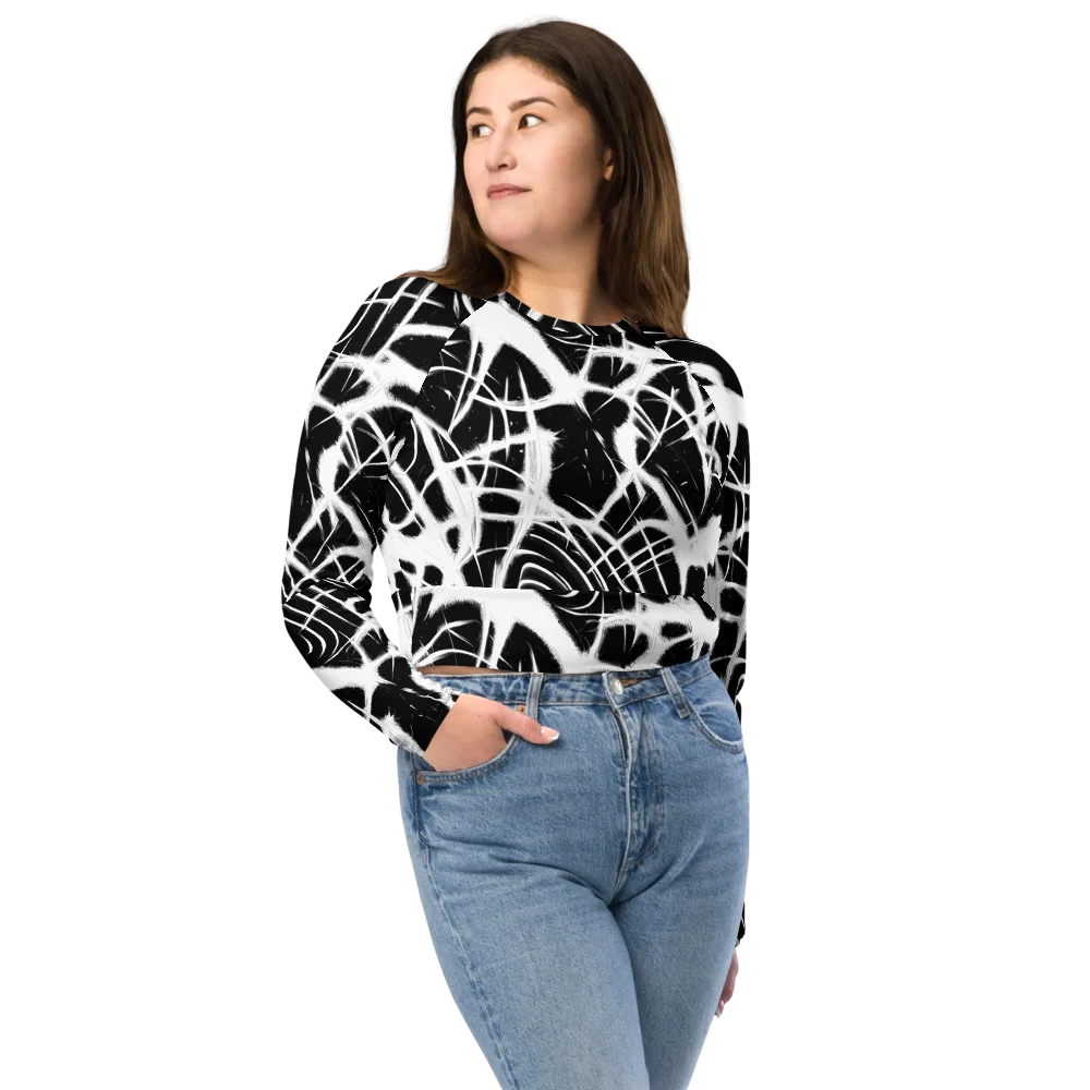 Black Thorn on Long Sleeve Crop Top — Front