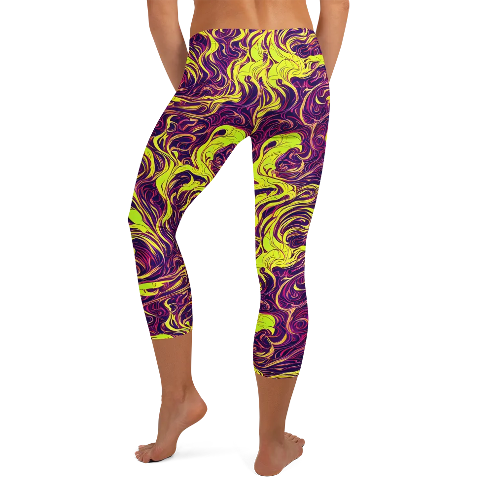 Fluoro Labyrinth on Capri Leggings — Back