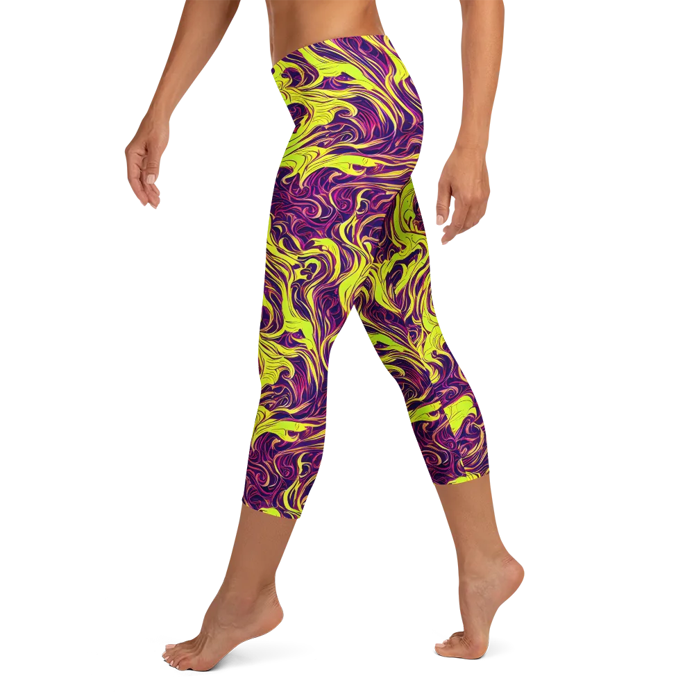 Fluoro Labyrinth on Capri Leggings — Left
