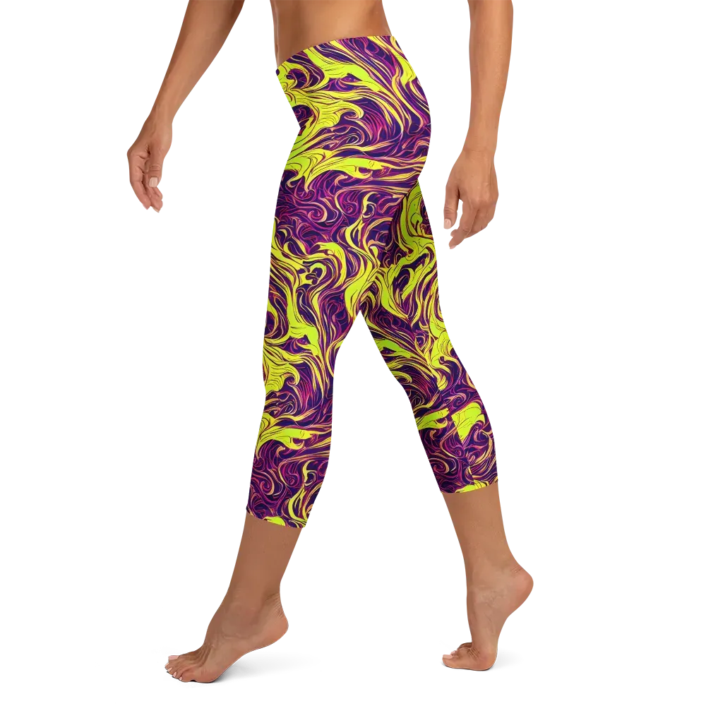 Fluoro Labyrinth on Capri Leggings — Left