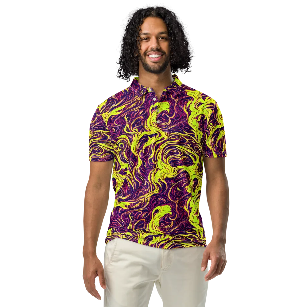 Fluoro Labyrinth on Men's Slim Fit Polo Shirt — Front
