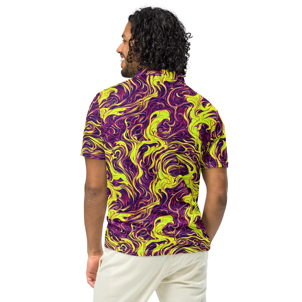 Fluoro Labyrinth on Men's Slim Fit Polo Shirt — Back