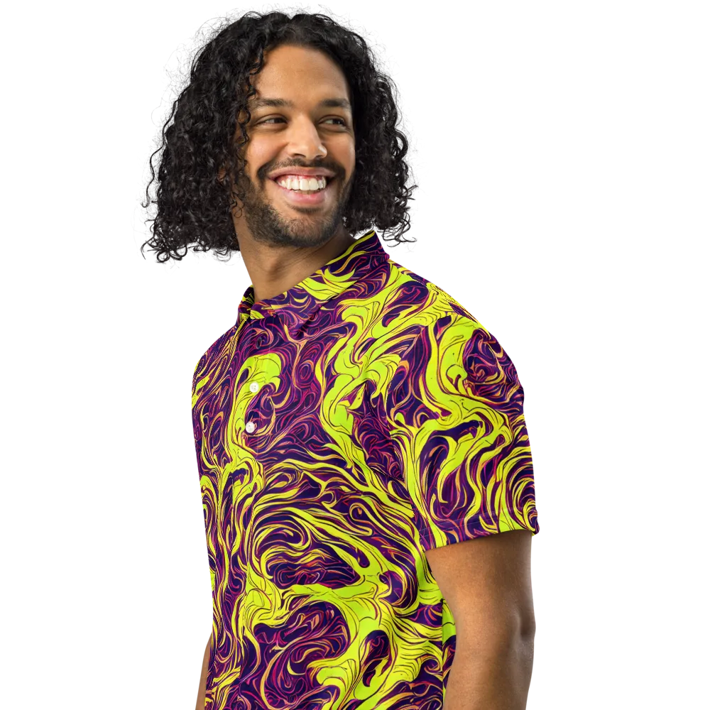 Fluoro Labyrinth on Men's Slim Fit Polo Shirt — Left Front