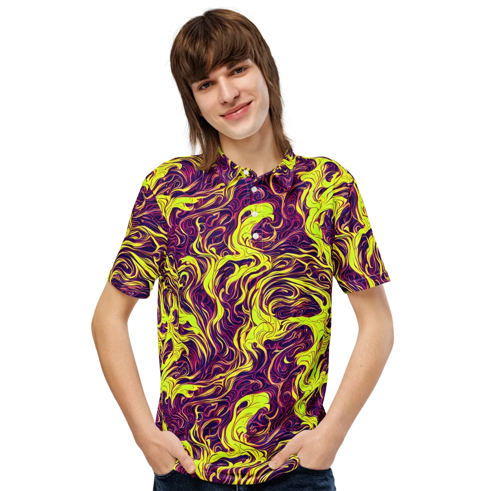 Fluoro Labyrinth on Men's Slim Fit Polo Shirt — Front